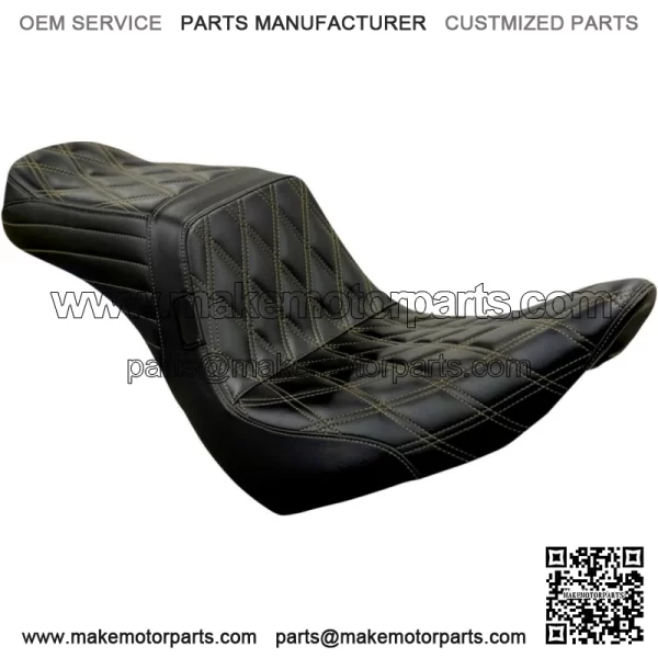 Le Pera Black 2-Up Tailwhip Seat Diamond Chestnut Stitching 18+ Harley Low Rider (For: Harley-Davidson)