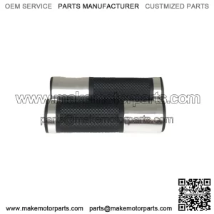 1 Pair 7/8" CNC Motorcycle Bike ATV Sports Aluminum Rubber Gel Hand Grips Handlebar Cafe Racer End Bar (Titanium)