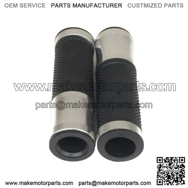 1 Pair 7/8" CNC Motorcycle Bike ATV Sports Aluminum Rubber Gel Hand Grips Handlebar Cafe Racer End Bar (Titanium) - Image 2