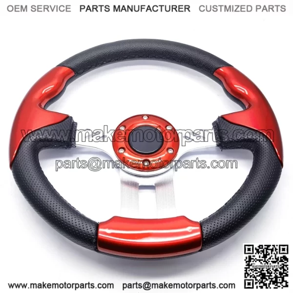 Universal 13" Steering Wheel Red & Black for Club Car, E-Z-GO & Yamaha Golf Cart