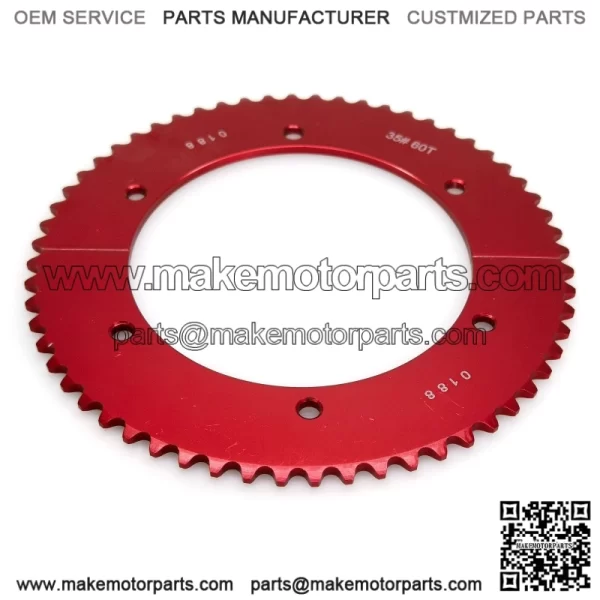 60T #35 Red Aluminum Split Sprocket - Image 2