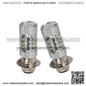 2Pcs 80W Super White LED Bulbs P15D H6M for ATVS YFM350 400 450 660 700 Raptor Blaster 200 350 YFZ 450 TRX 400EX LTZ400